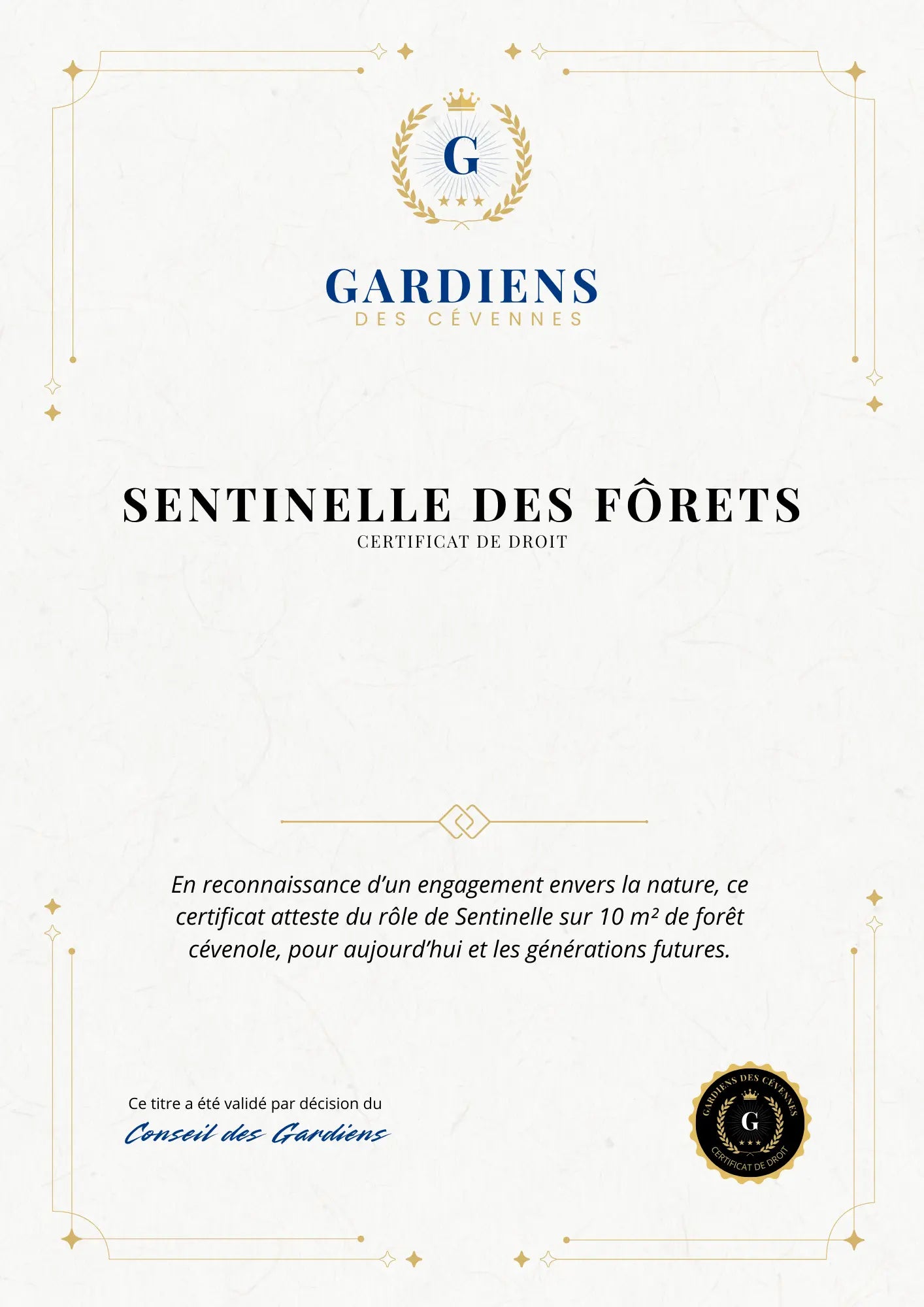 5 m² - Sentinelle des Forêts - Pochette Cadeau Prestige